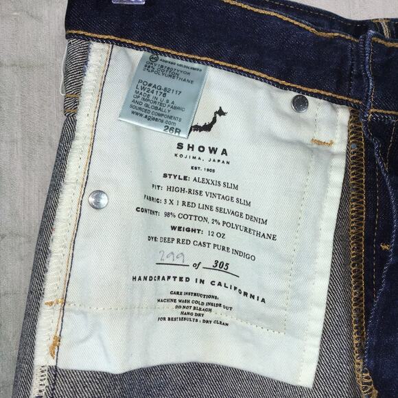 AG Alexxis Slim High Rise Selvage Jeans Women’s 26R – SHOWA Japan Denim Limited - Picture 9 of 16